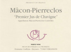 Image for Mâcon Pierreclos Premier Jus de Chavigne, Domaine Guffens-Heynen 2015